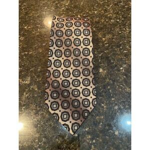 Kenneth Cole Reaction Men's Silk Tie Geometric Silver Black Brown